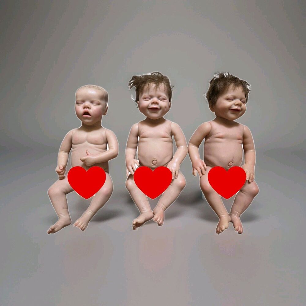Full Body Silicone Reborn Dolls Baby 1 Boy + 2 Girls Set Anatomically Correct